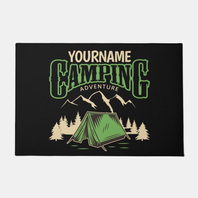 Personalisiertes Camping Familiencampingabenteuer Fußmatte (Vorderseite)