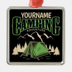 Personalisiertes Camping Familiencampingabenteuer Ornament Aus Metall
