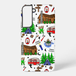 Personalisiertes Camping Themed Happy Camper Samsung Galaxy Hülle