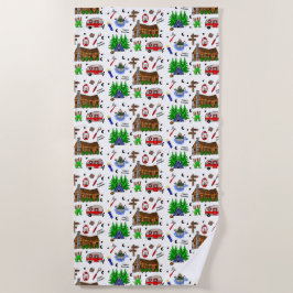 Personalisiertes Camping Themed Happy Camper Strandtuch