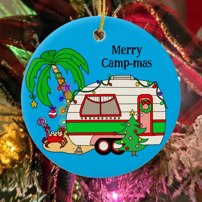Personalisiertes Camping Weihnachten Keramik Ornament (Von Creator hochgeladen)