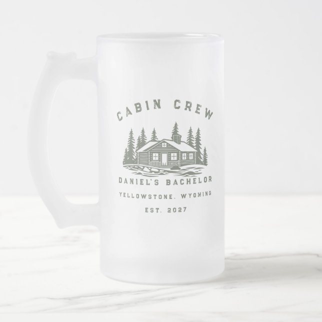 Personalisiertes Camping-Wochenende-Junggesellenab Mattglas Bierglas (Links)