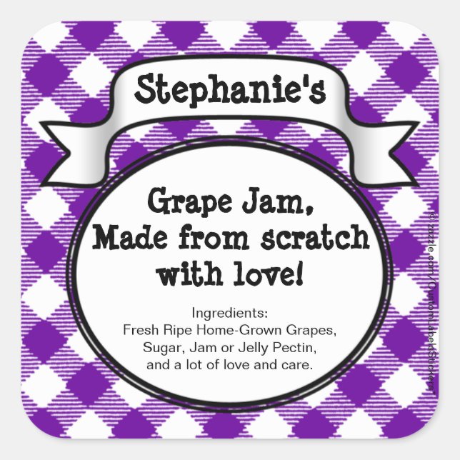 Personalisiertes Canning Grabjelly/Jam Jar Label Quadratischer Aufkleber (Vorderseite)