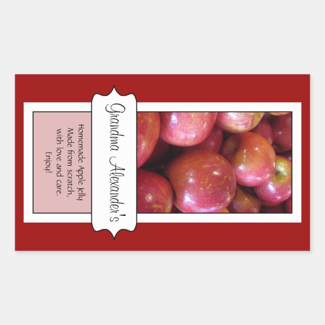 Personalisiertes Canning Jar Label, Custom Apple Rechteckiger Aufkleber (Vorderseite)
