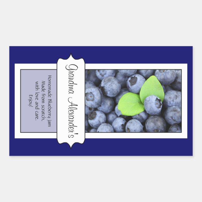 Personalisiertes Canning Jar Label, Custom Blueber Rechteckiger Aufkleber (Vorderseite)