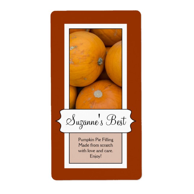 Personalisiertes Canning Jar Label, Pumpkin (Vorne)