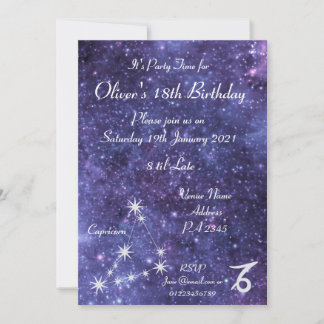 Personalisiertes Capricorn Zodiac Galaxy Party Einladung