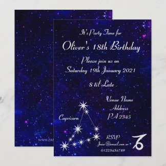 Personalisiertes Capricorn Zodiac Galaxy Party Einladung