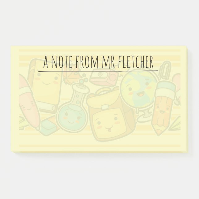 Personalisiertes Cartoon-Schulangebot Post-it Klebezettel (Vorderseite)