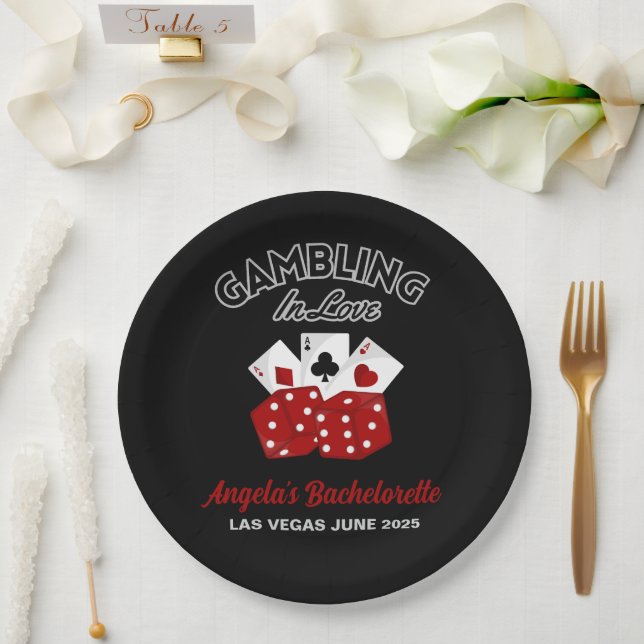 Personalisiertes Casino Las Vegas Junggeselinnen-A Pappteller (Hochzeit)