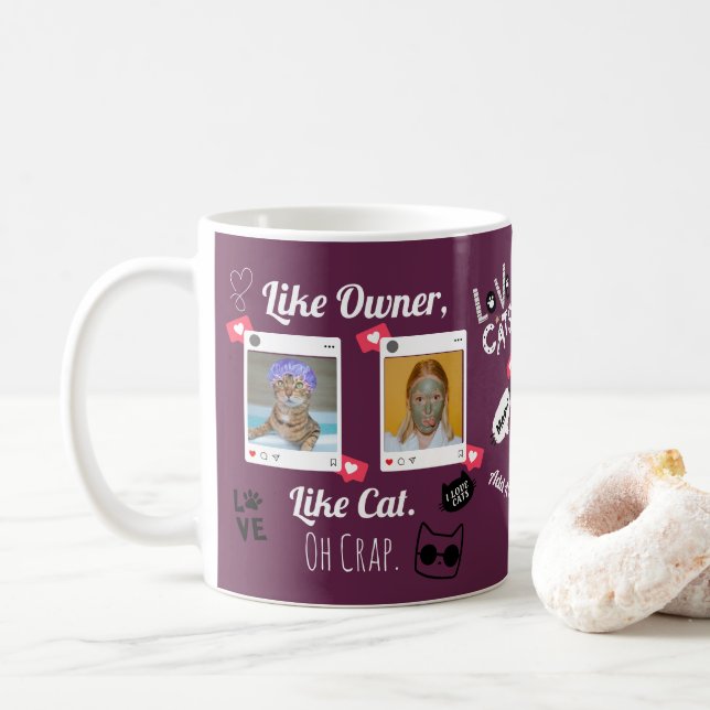Personalisiertes Cat Foto Kaffee Tasse | Benutzerd (Mit Donut)