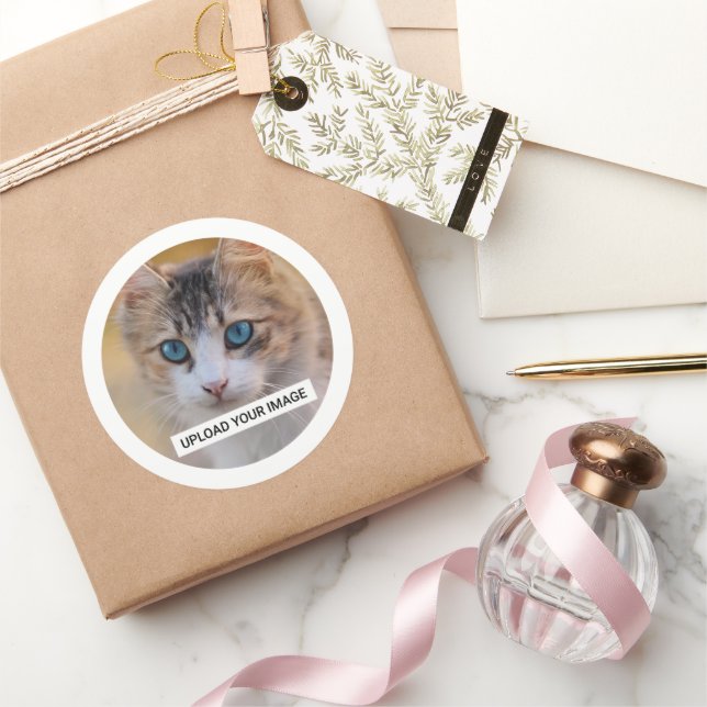 Personalisiertes Cat-Foto Runder Aufkleber (Schenken)