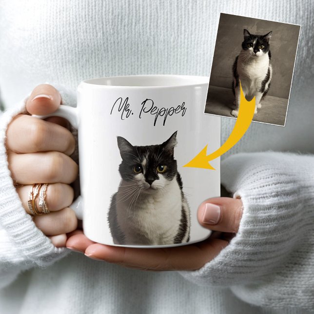 Personalisiertes Cat-Foto und Name Kaffeetasse (Von Creator hochgeladen)