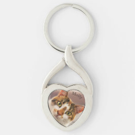 Personalisiertes Cat Foto und Name Schlüsselanhäng Schlüsselanhänger