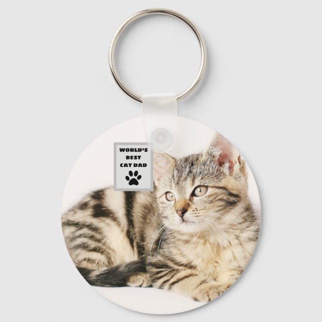 Personalisiertes Cat Vater Custom Foto Schlüsselanhänger (Vorderseite)