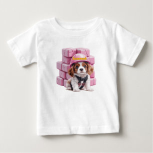 Personalisiertes Cavalier-Welpen-Bauarbeiter-T-Shi Baby T-shirt