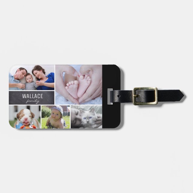 Personalisiertes Chalkboard für Familienfotografie Gepäckanhänger (Vorderseite horizontal)