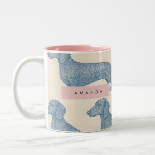 Personalisiertes Charmantes Elegantes Dachshund-Mu Zweifarbige Tasse