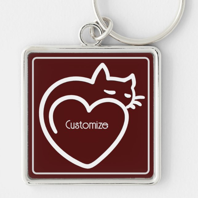 Personalisiertes Chat-Liebe-weites Logo Schlüsselanhänger (Vorne)