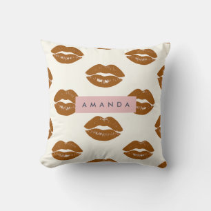 Personalisiertes Chic Brown Lip Print Design Kissen