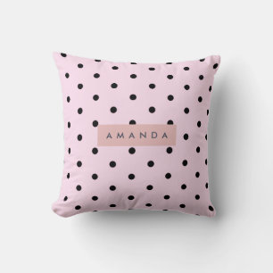 Personalisiertes Chic Rosa und Schwarz mit Punkten Kissen