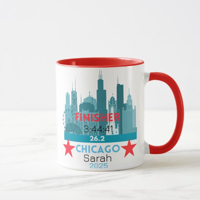 Personalisiertes Chicago Marathon 2025 Geschenk fü Tasse (Rechts)