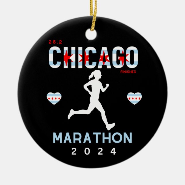 Personalisiertes Chicago Marathon-Geschenk für Mar Keramik Ornament (Vorne)