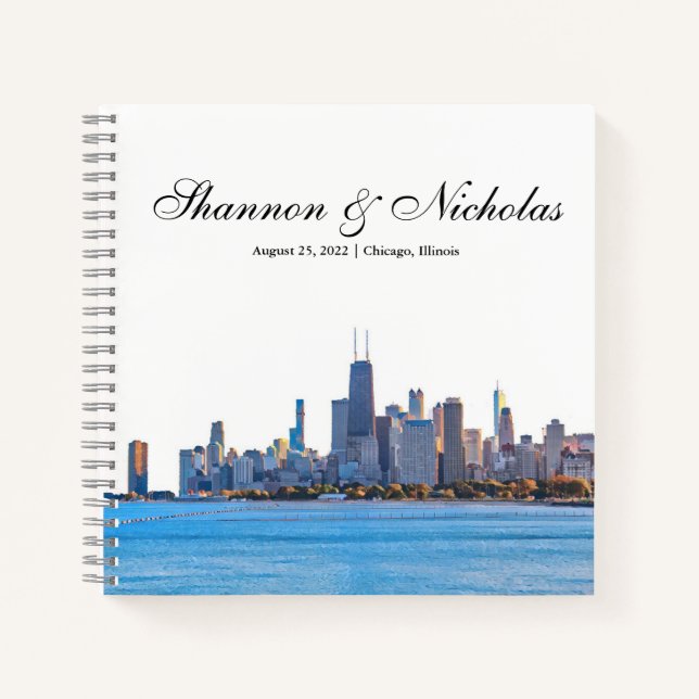Personalisiertes Chicago Skyline Gästebuch Notizbuch (Vorderseite)