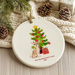 Personalisiertes Chihuahua-Hund-Weihnachten Keramik Ornament