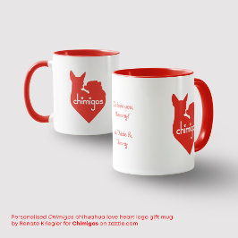 Personalisiertes Chihuahua-Liebesherz-Chimigos-Log Tasse
