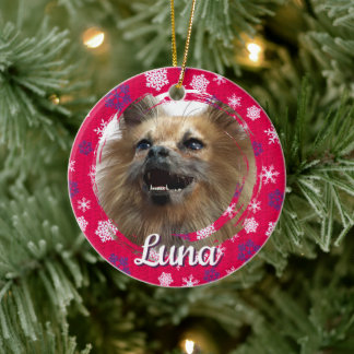 Personalisiertes Chihuahua-Weihnachtsfoto Keramik Ornament