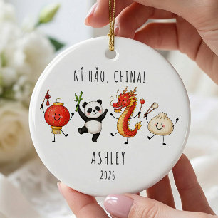 Personalisiertes China-Urlaubs-Weihnachtsornament Keramik Ornament
