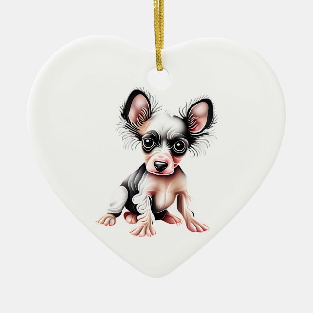 Personalisiertes Chinesisches Creve II Welpe Keramik Ornament (Vorne)