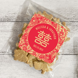 Personalisiertes chinesisches Hochzeitsszenario Quadratischer Aufkleber