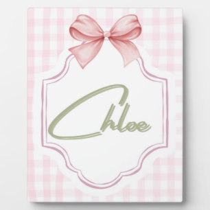 Personalisiertes Chloe Baby Mädchen Nursery Bow&Gi Fotoplatte