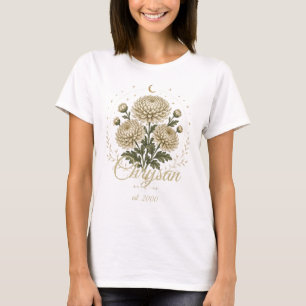 Personalisiertes Chrysanthemum-Geburtsblumen-Name- T-Shirt