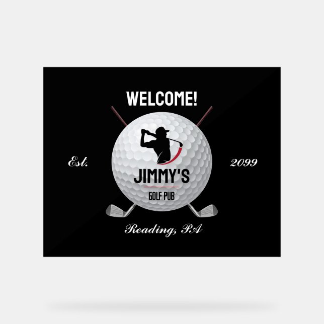 Personalisiertes Classic Golf Bar Akryllisches Zei Acrylschild (Vorderseite)