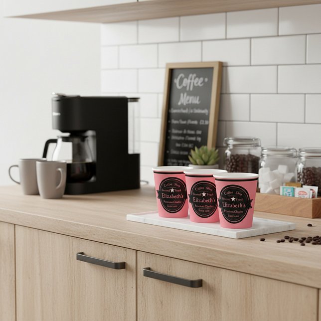 Personalisiertes Coffee Shop Logo Pappbecher (Von Creator hochgeladen)