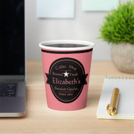 Personalisiertes Coffee Shop Logo Pappbecher