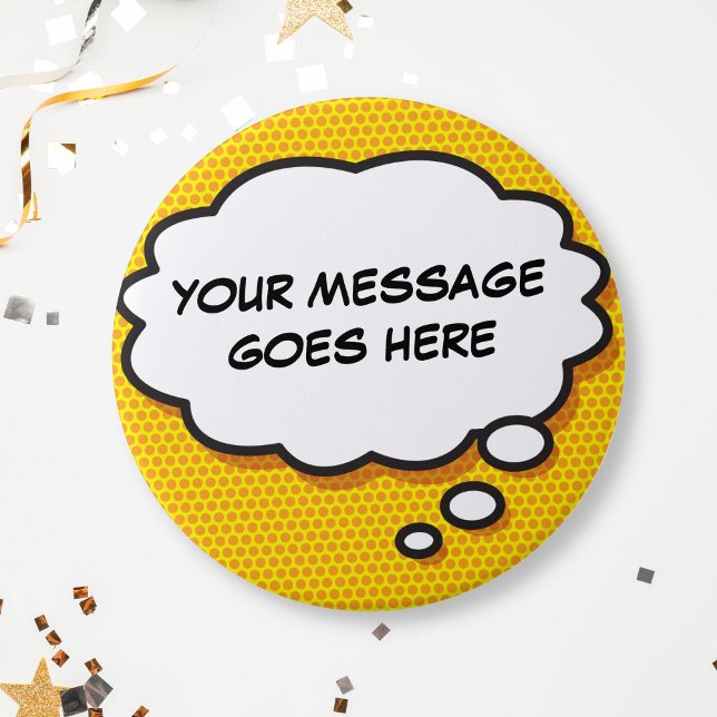 Personalisiertes Comic-Book-Pop-Art-Denkblase Button (Personalized Message Comic Book Think Bubble Button)
