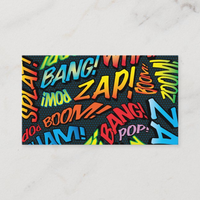 Personalisiertes Comic Book Pop Art Sounds Visitenkarte (Vorderseite)