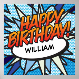 Personalisiertes Comic Buch GLÜCKLICH GEBURTSTAG! Poster