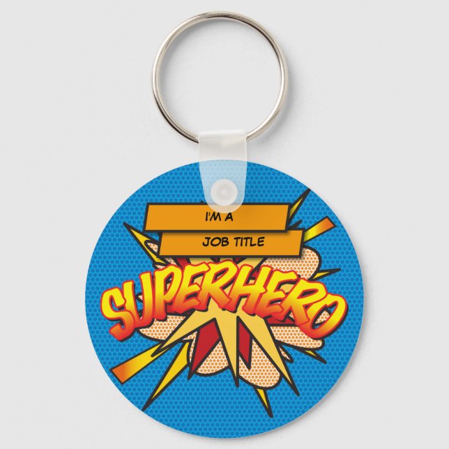 Personalisiertes Comic Buch Pop Kunst I'M A... SUP Schlüsselanhänger (Vorderseite)