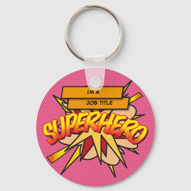 Personalisiertes Comic Buch Pop Kunst I'M A... SUP Schlüsselanhänger (Vorderseite)