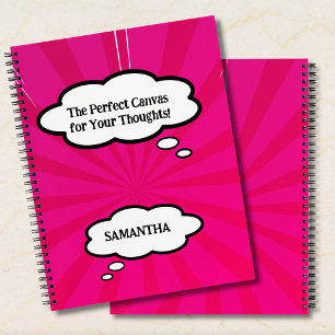 Personalisiertes Comic-Notizbuch Pinkes Pop-Art- Notizbuch