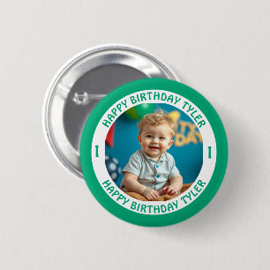 Personalisiertes Confetti Foto, Name und Alter Geb Button