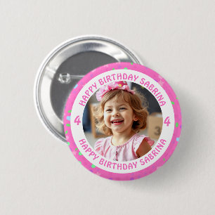 Personalisiertes Confetti Foto, Name und Alter Geb Button