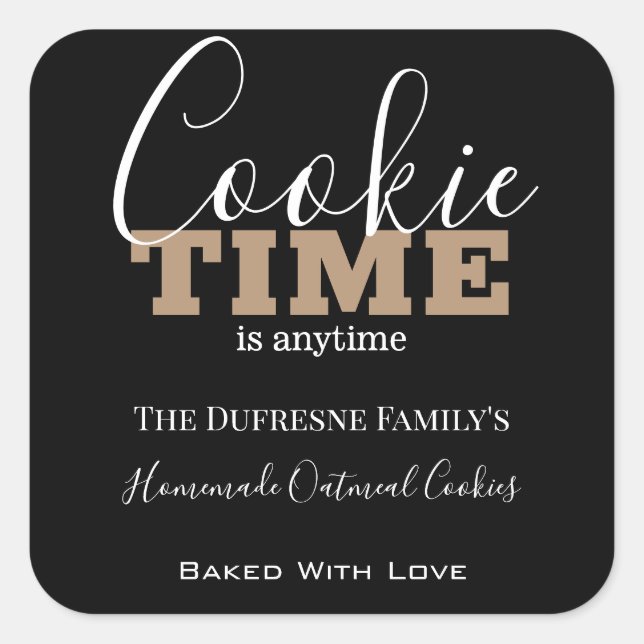 Personalisiertes "Cookie Time"-Personalisiertes Le Quadratischer Aufkleber (Vorderseite)