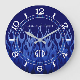Personalisiertes cooles Blau auf dem Blau, das Große Wanduhr