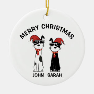 Personalisiertes Cooles Hund Frohe Weihnachten Keramik Ornament